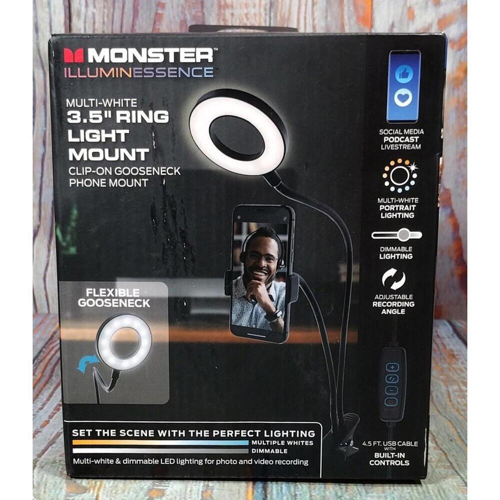 Monster Illumiessence 3.5" Ring Light Mount with Clip-On Gooseneck Phone‎ Mount